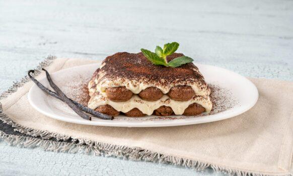 Portion of tiramisu